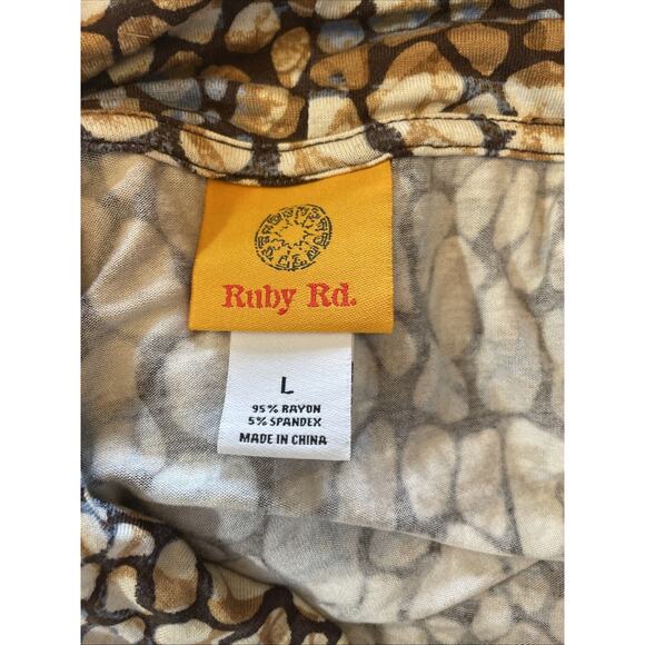 Abstract Animal Print Cowl Neck Tunic Top Sharkbite Hem 3/4 Sleeve Slinky Boho L - Picture 12 of 12